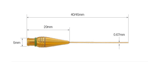 英國PA NH0200針式水聽器，0.2毫米針水聽器尺寸圖